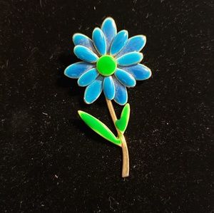 Vintage Floral Enamel Brooch